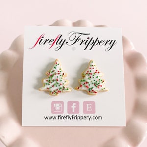 Miniature Christmas Tree Sugar Cookie Earrings Festive Holiday Jewelry Cute Christmas Gift or Stocking Stuffer for Girls image 5