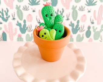 Cute Cactus Charm - Kawaii Cacti Keychain - Simple Southwest Saguaro Cactus Jewelry - Gift for Tween or Teen Girls