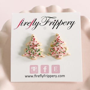 Miniature Christmas Tree Sugar Cookie Earrings Festive Holiday Jewelry Cute Christmas Gift or Stocking Stuffer for Girls image 8