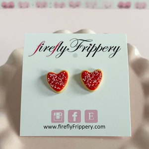 Heart Shaped Sugar Cookie Earrings Miniature Polymer Clay Food Jewelry Valentines Day or Galentine Gift for Girls image 7