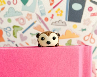 Peeking Hedgehog Bookmark: Handcrafted Polymer Clay Ribbon Bookmarker