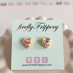 Heart Shaped Sugar Cookie Earrings Miniature Polymer Clay Food Jewelry Valentines Day or Galentine Gift for Girls image 9