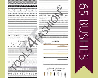65 ILLUSTRATOR BRUSHES - Fashion Industry's essential tool!