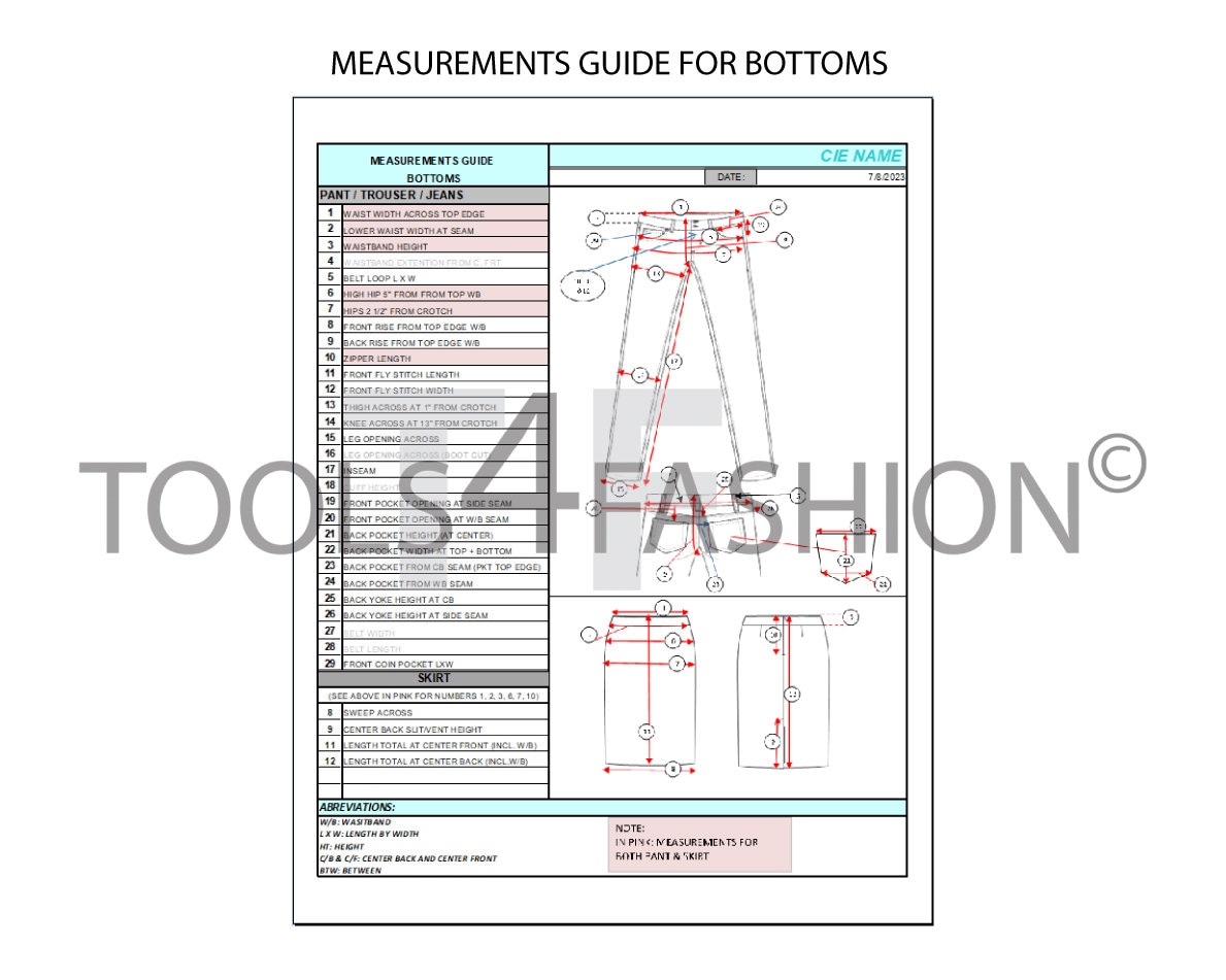 SAMPLE MEASURING GUIDES for Vendors/manufacturers - Etsy