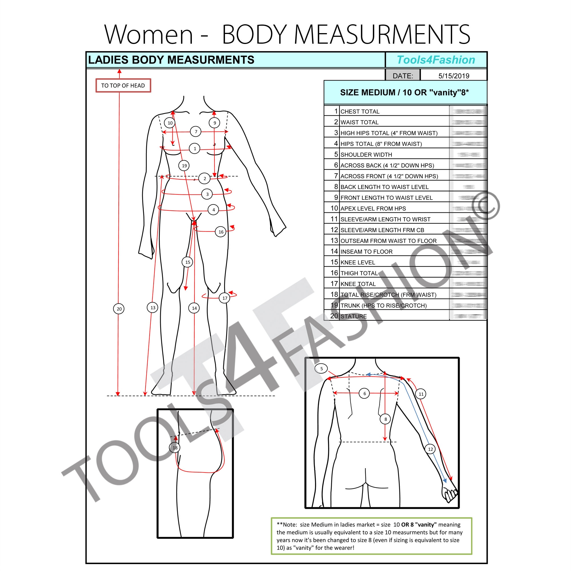 Template Women s Body Measurements in Excel Format Etsy Template Women s Body Measurements in Excel Format Etsy