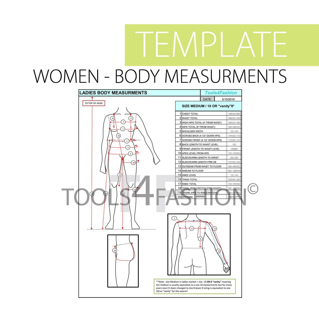 Template Women s Body Measurements in Excel Format Etsy Template Women s Body Measurements in Excel Format Etsy