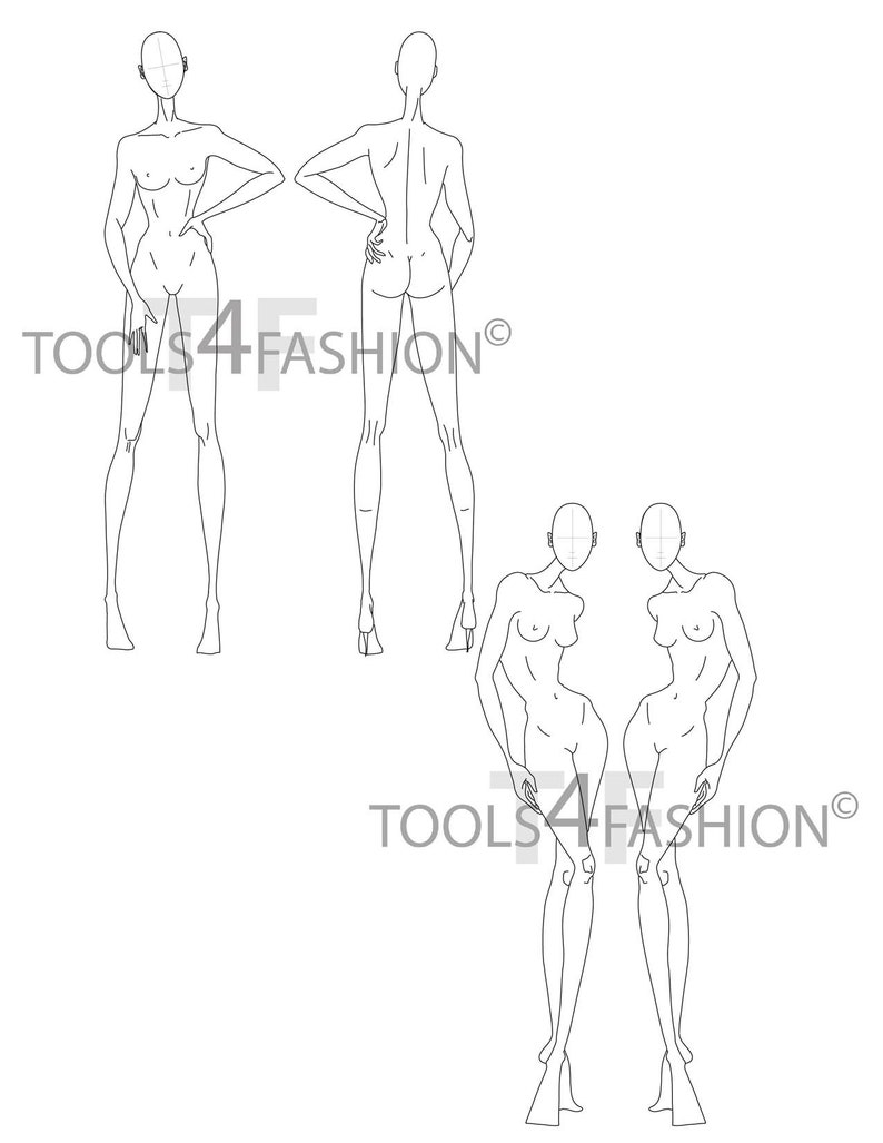 MEGA BUNDLE fashion templates 25 poses50 figures total Bonus hairstylesfaceseyewear!