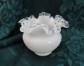 Fenton White Silvercrest Rose Bowl