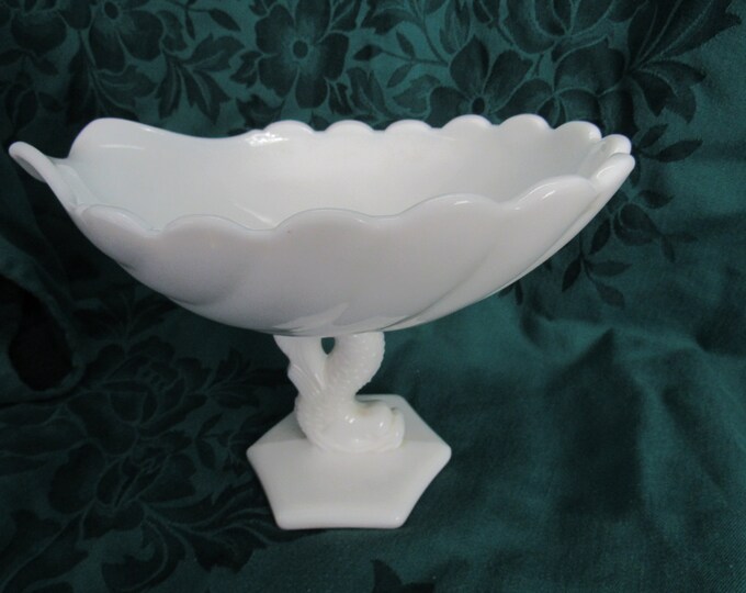 Westmoreland Dolphin and Seashell Milk Glass Compote Etsy