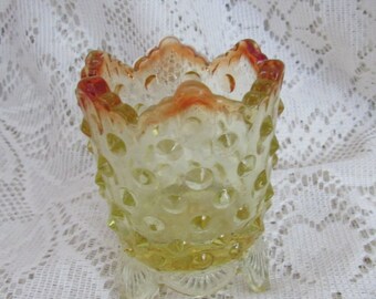 Fenton Pale Amber Hobnail Toothpick Holder