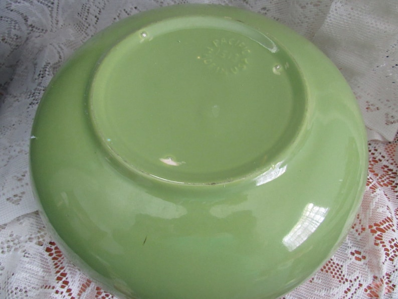 MIdCentury Vintage Pacific Pottery Green Mixing Bowl USA Pottery