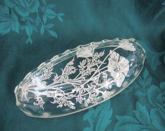 Vintage Silver Overlay Celery Dish