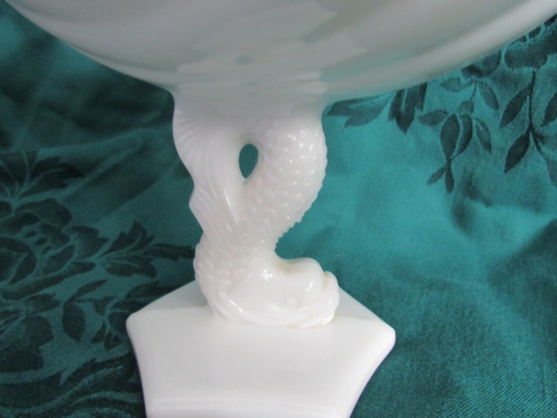 Westmoreland Dolphin and Seashell Milk Glass Compote Etsy