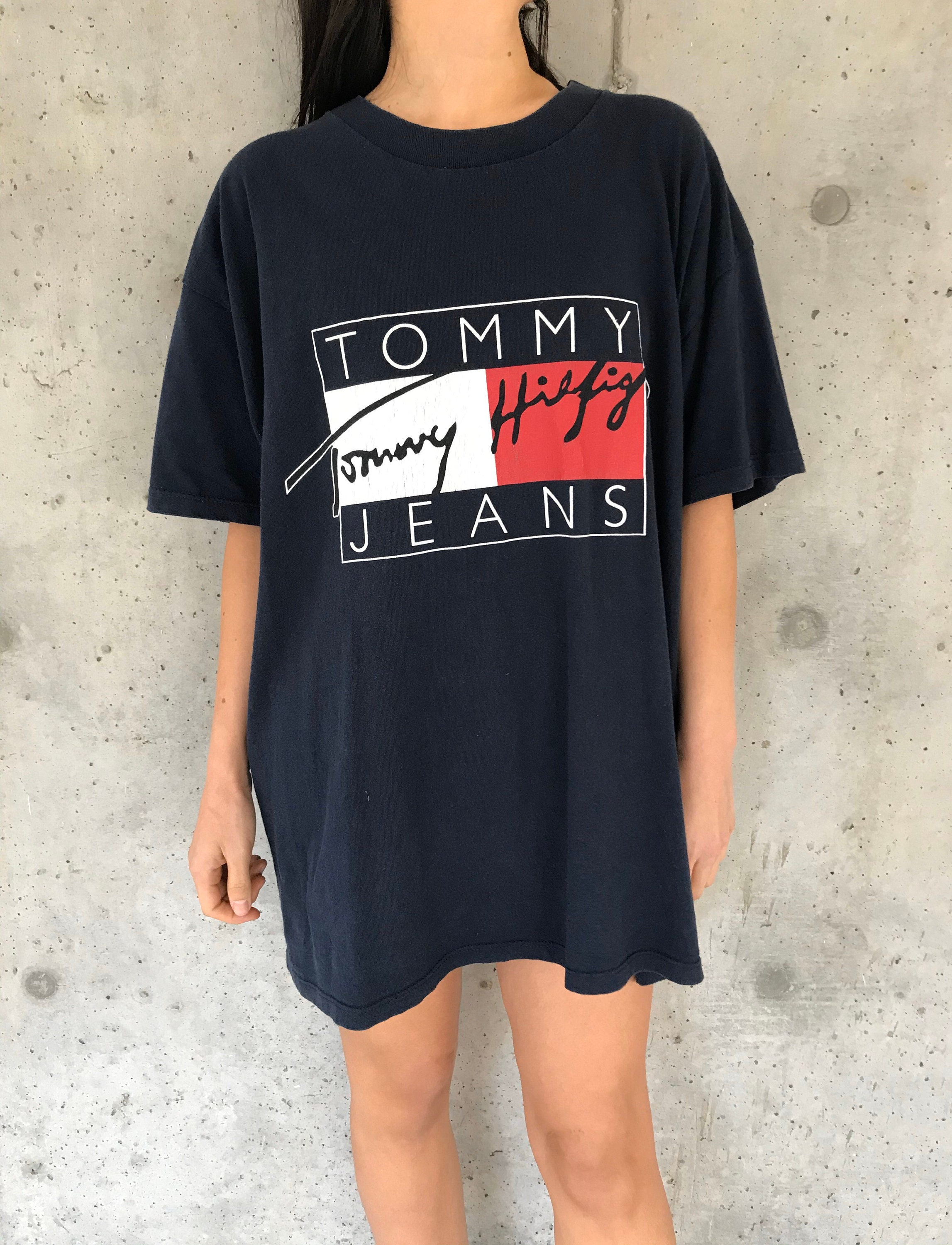 90s Tommy Hilfiger T-shirt // Big Logo Tee Tommy - Etsy Norway