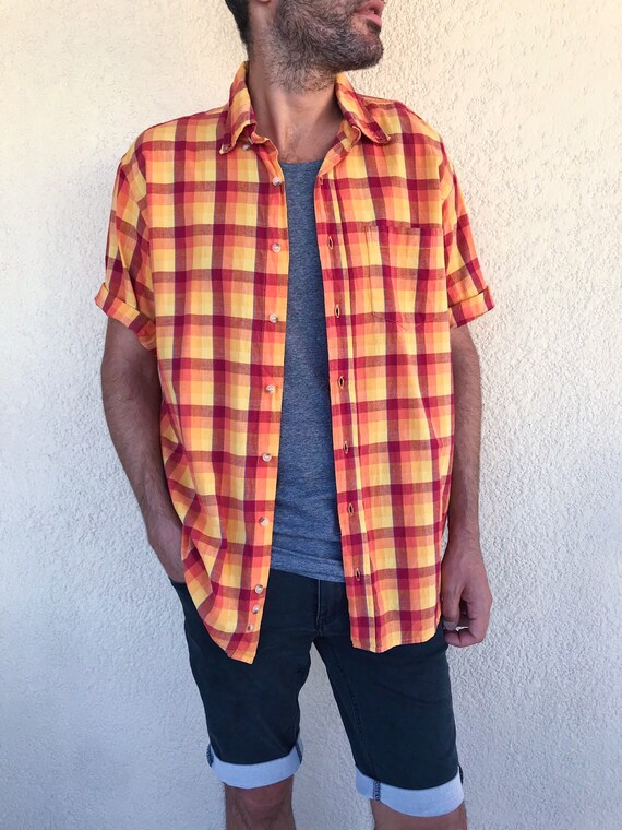 Red and best sale orange checkered shirt