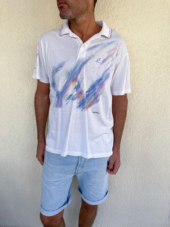 80s Vintage Polo Shirt // Kangaroo Australia // Pastel Rainbow Watercolor  Tee // 90s // Preppy // Golf // Sport - Etsy
