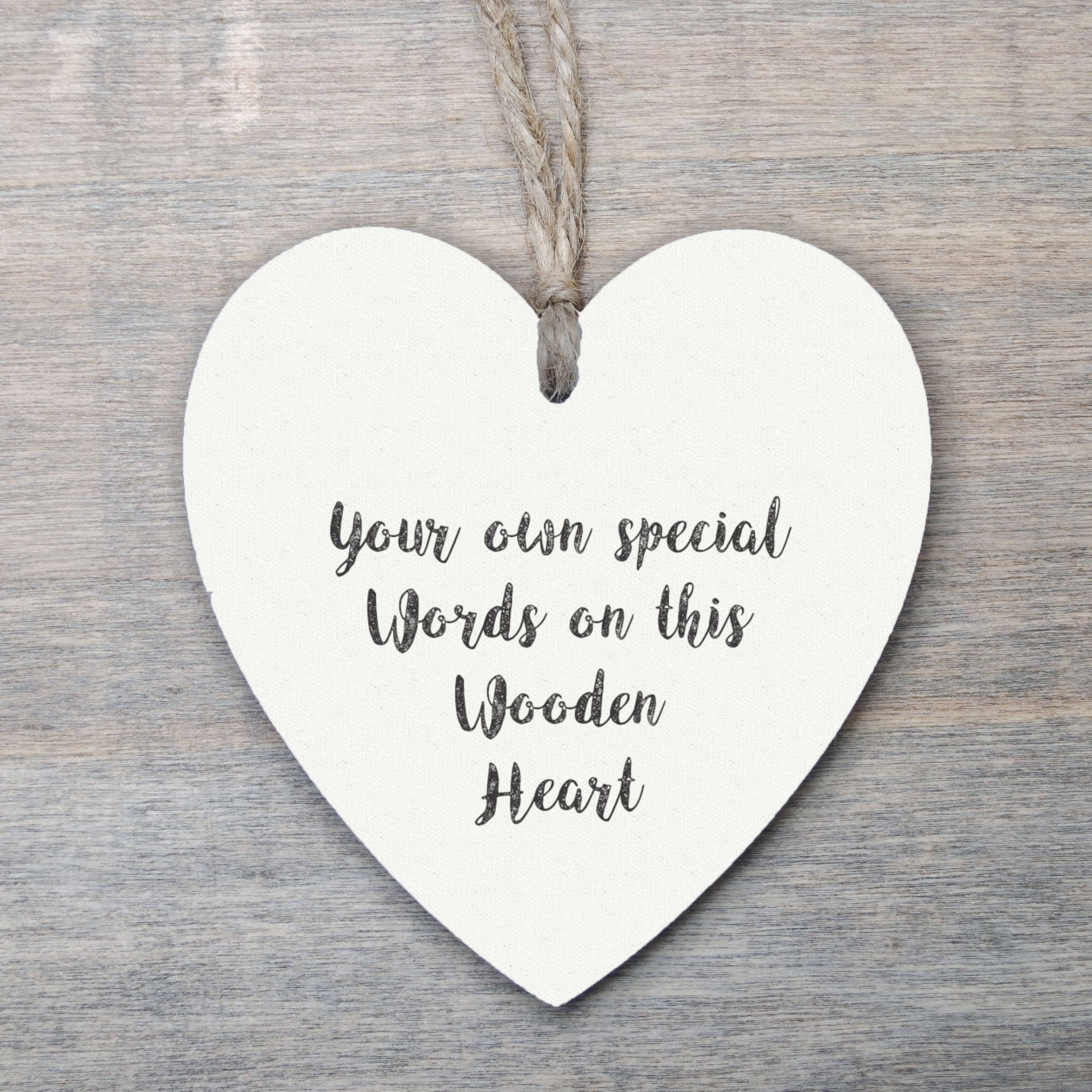Wooden Hanging Heart, personalised gift, Friendship Gift, your own wo…