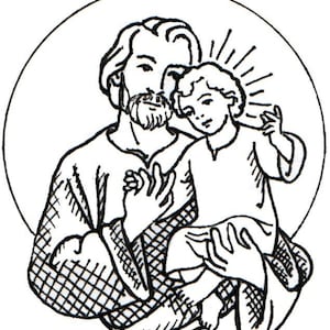 St. Joseph and the Child Jesus (circle) rubber stamp