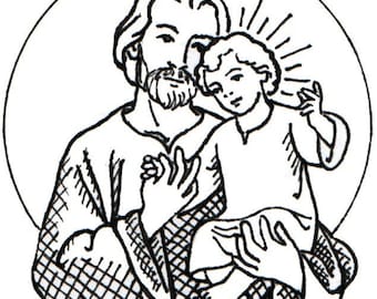 St. Joseph and the Child Jesus (circle) rubber stamp