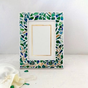 Chuppah glass shards Mosaic Picture Frame- Jewish wedding glass picture frame, Jewish wedding glass breaking, Jewish wedding glass keepsake