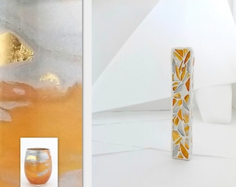 Jewish wedding breaking glass mezuzah kit, Chuppah kit, Personalized gold glass & bag,  Jewish couple wedding keepsake gift, Mazel tov