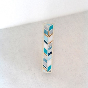 Geometric Mosaic Mezuzah Case: Turquoise Contemporary Judaica