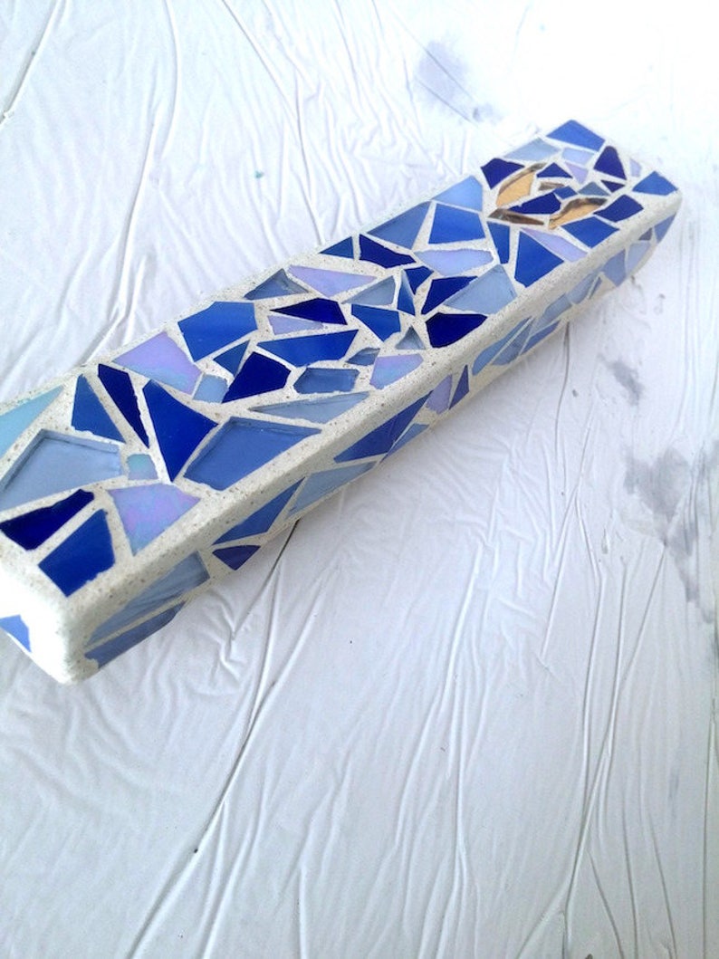 Blue Mezuzah Case Judaica Wall Art Modern Jewish Gift Etsy