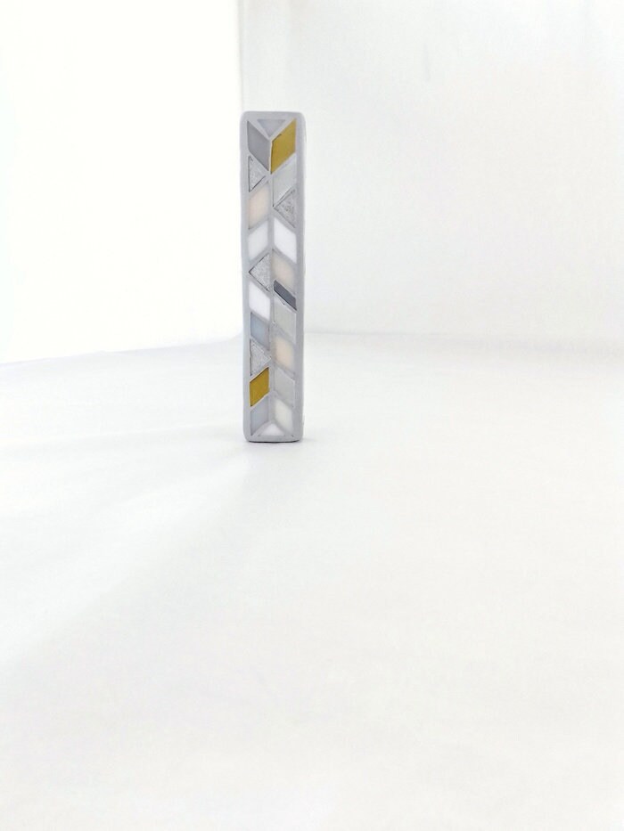 Boîtier Mezuzah Gris, Pendaison de Crémaillère Juive, Boîtier Géométrique Moderne La Mezouza, Vitrau