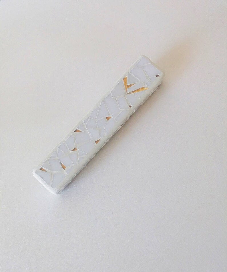 White geometric mezuzah case Contemporary Judaica Passover Etsy