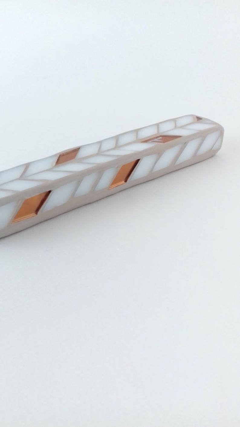 White Modern Mezuzah Contemporary Judaica Copper Mezuzah Etsy