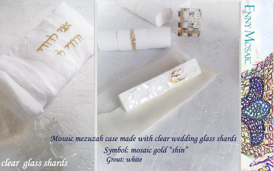 Wedding glass shards mezuzah case Jewish gift for the couple Etsy
