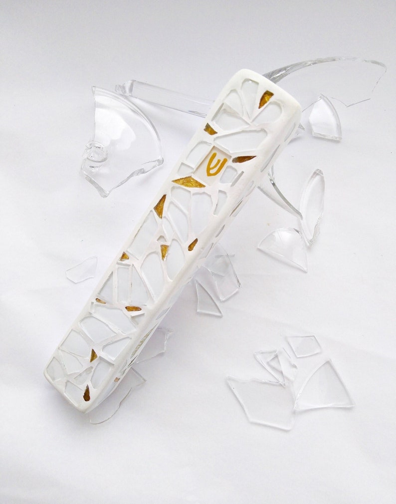 Mosaic Mezuzah: Smashed Wedding Glass Shards, Jewish Keepsake Gift