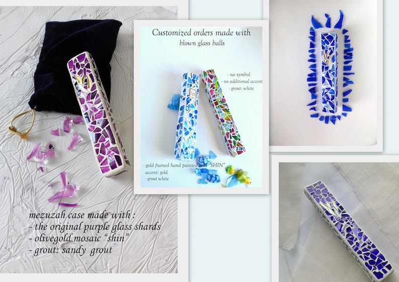 Wedding glass shards mezuzah case Jewish gift for the couple Etsy