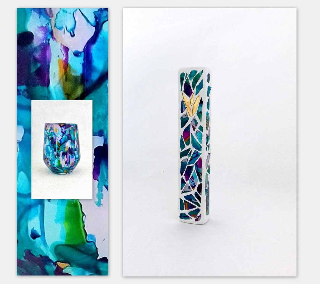 Wedding Breaking Glass Mezuzah Kit, Color Customization Chuppah Glass to Break, Mezuzah Glass