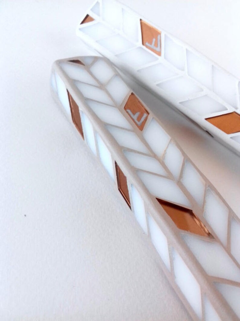 White Modern Mezuzah Contemporary Judaica Copper Mezuzah Etsy