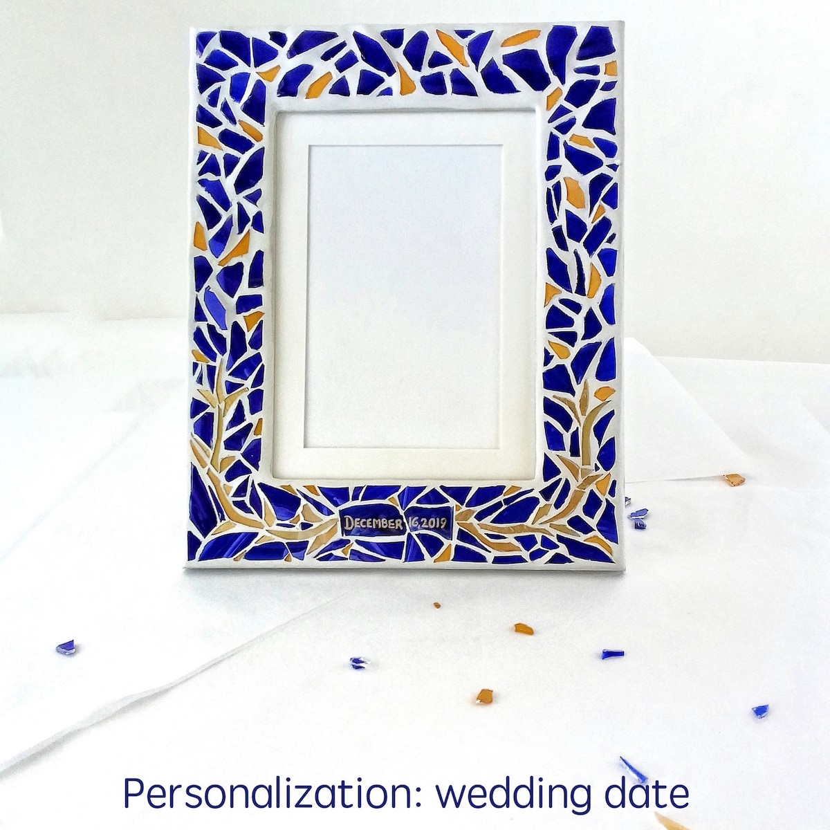 Chuppah Glass Shards Mosaic Picture Frame- Jewish Wedding Glass Picture Frame, Jewish Wedding Glass Breaking, Jewish Wedding Glass Keepsake - Etsy