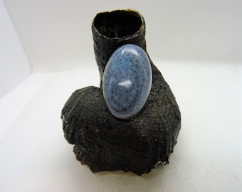 Statement ring blue coral in sterling silver 925 handmade