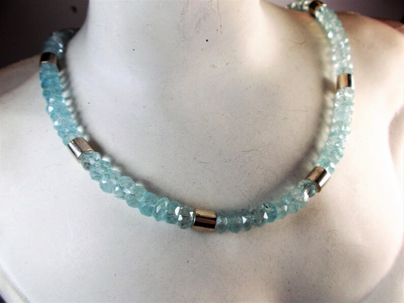 Aquamarine necklace 925 sterling silver
