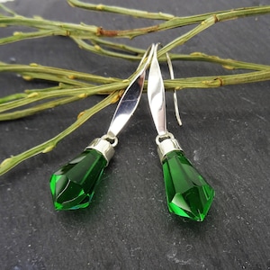 Orecchini ganci per orecchie ossidiana verde in argento sterling 925 realizzati a mano