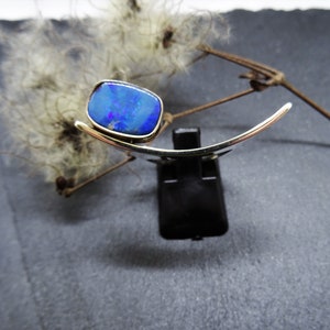 Statement ring design opal in 925 sterling silver, handcrafted, unique piece