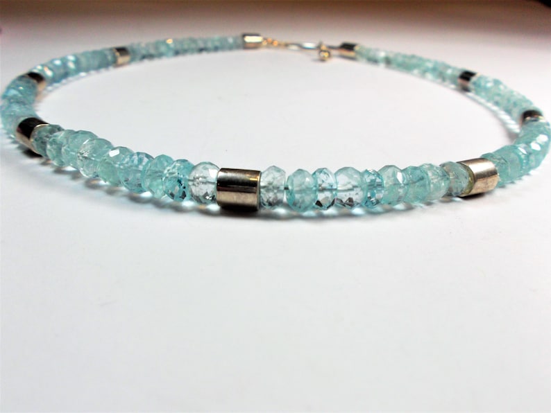 Aquamarine necklace 925 sterling silver
