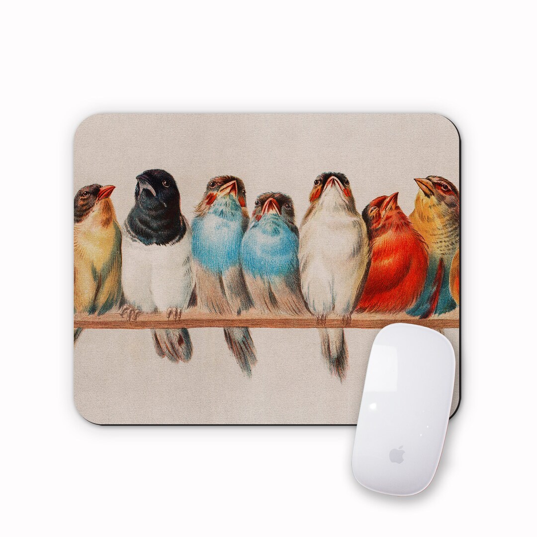 Birds Mouse Mat Mouse Pad, Bird Watcher Ornithologist Fine Art ...
