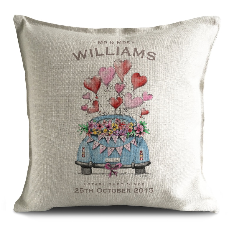 Personalised Just Married Wedding Cushion Cover Pillow Cover Etsy UK