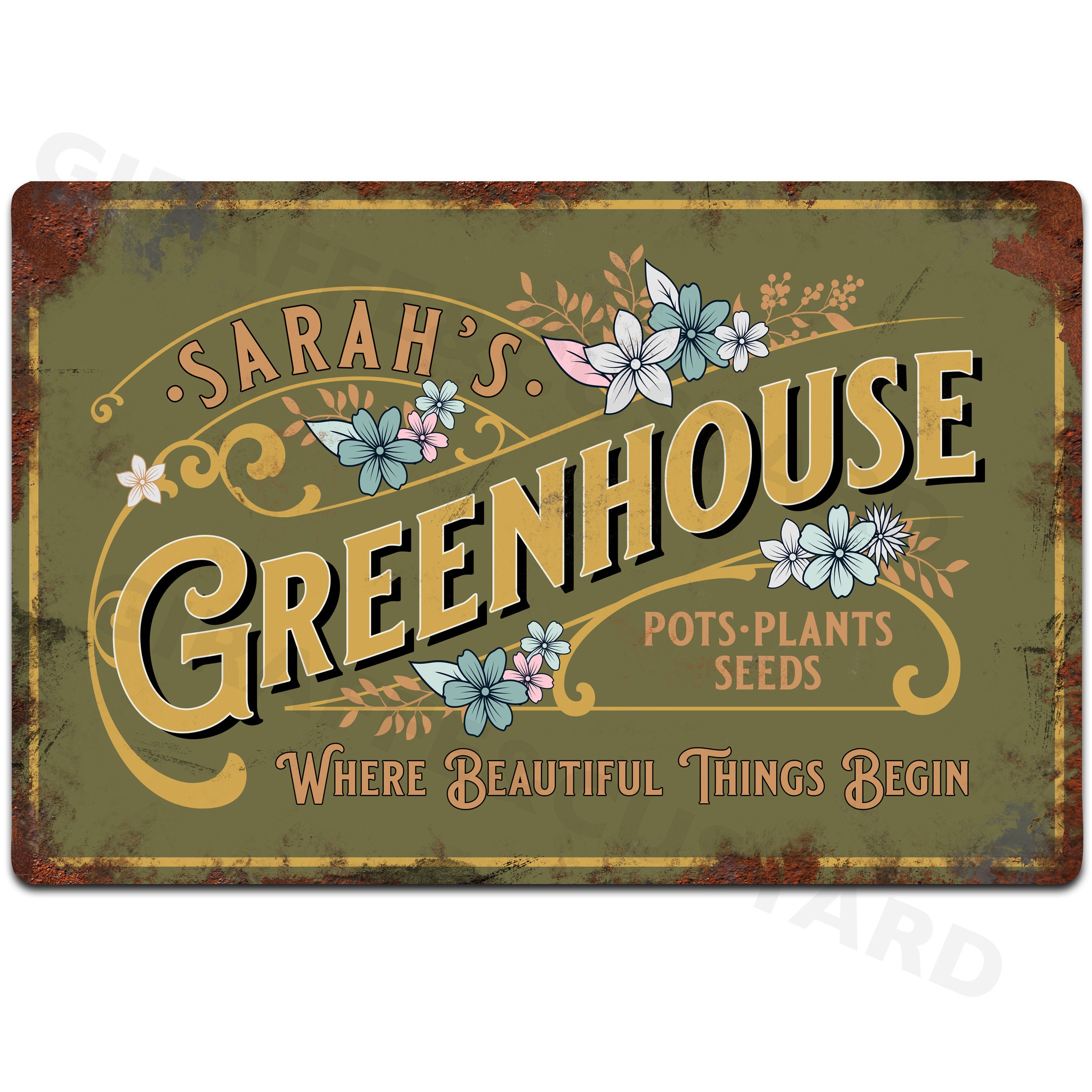 Personalised Greenhouse Sign Metal Garden Wall Door Decor | Etsy UK