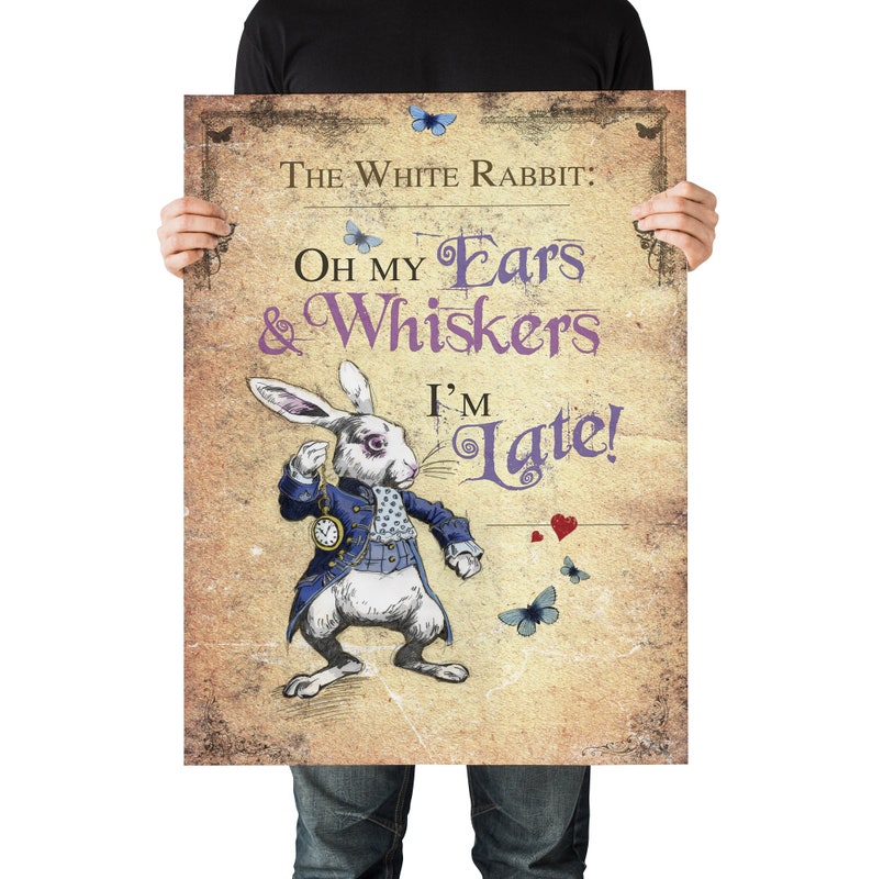 White Rabbit Alice In Wonderland A1 A2 A3 A4 A5 Vintage Art Print Poster