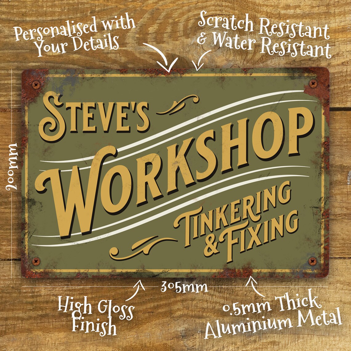 Personalised Workshop Sign Metal Wall Door Decor Accessory - Etsy UK