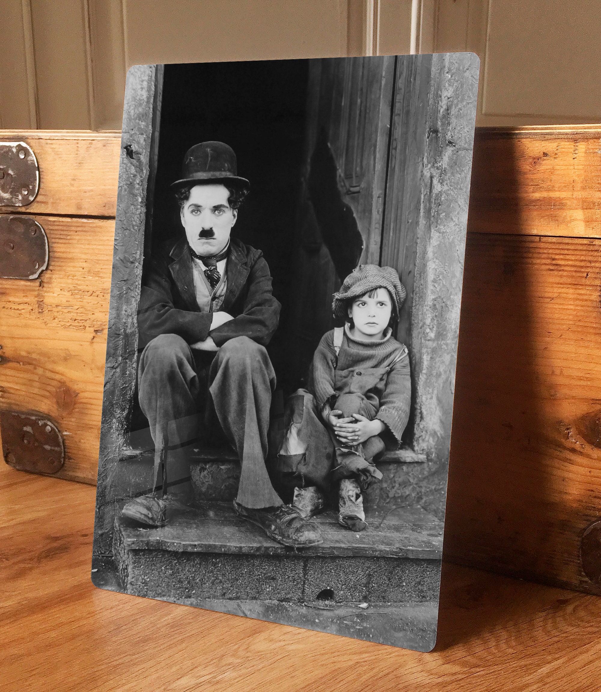 チャップリンと子供のアートプリント