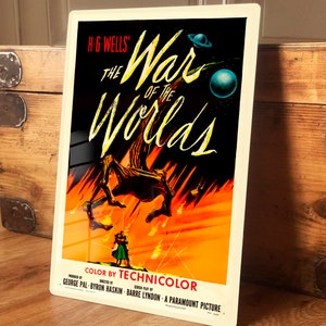 Home Wall Art Print Vintage War of the Worlds Metal Film Poster Sci Fi Movie Advert Vintage Movie Plaque, Waterproof, 200mm x 305mm