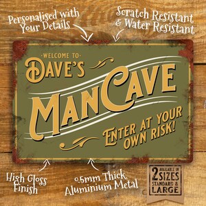 Personalised Vintage Man Cave Metal Sign Office Wall Door Decor ...