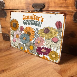 Cartello da giardino personalizzato anni '60 hippie in metallo per esterni, decorazione per porta, recinzione, capanno, targa vintage, alluminio impermeabile 200 mm x 305 mm